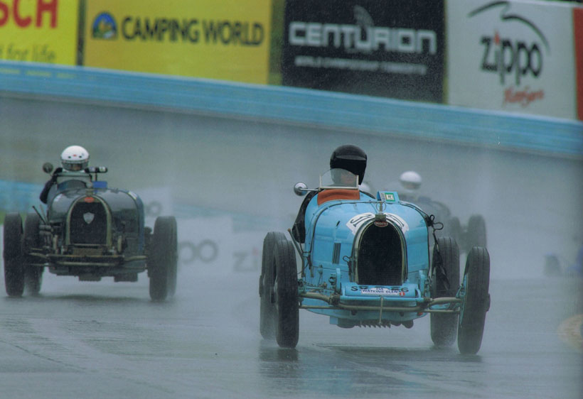 Bugatti 35B in rain at Watkins Glen